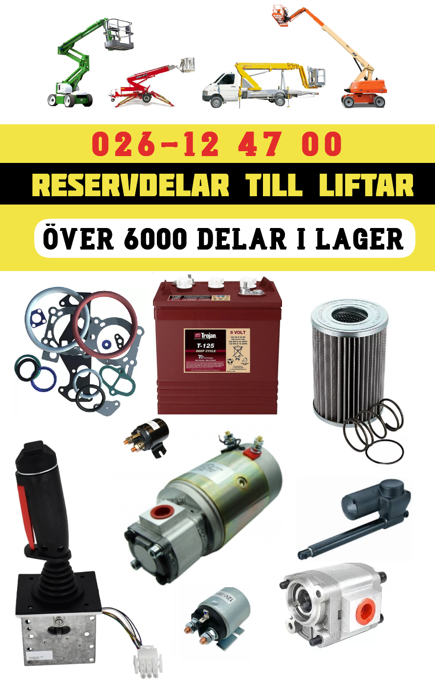 Reservdel parts JLG Omme DIno Dexter Upright Snorkel Ruthman Denka Multitel saxlift bomlift pelarlift skylift